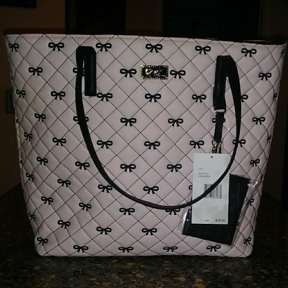BRAND NEW 💋 Betsey Johnson black & baby pink tote